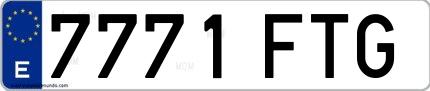 Ejemplo de matrícula española 7771 FTG