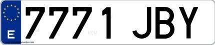 Ejemplo de matrícula española 7771 JBY