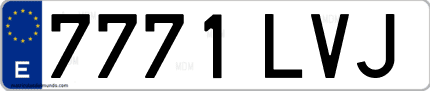 Ejemplo de matrícula de coche ordinaria 7771 LVJ