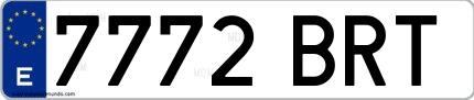 Ejemplo de matrícula española 7772 BRT