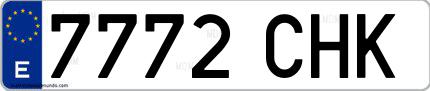 Ejemplo de matrícula española 7772 CHK