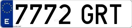 Ejemplo de matrícula española 7772 GRT