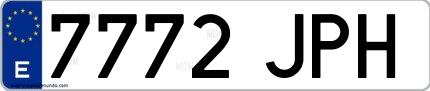 Ejemplo de matrícula española 7772 JPH