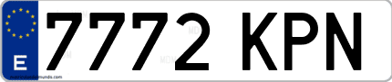 Ejemplo de matrícula de coche ordinaria 7772 KPN
