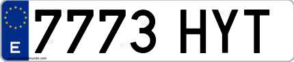Ejemplo de matrícula de coche ordinaria 7773 HYT