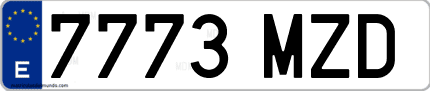Ejemplo de matrícula de coche ordinaria 7773 MZD