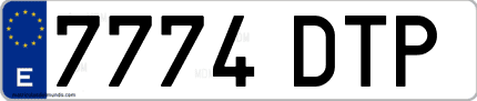 Ejemplo de matrícula de coche ordinaria 7774 DTP