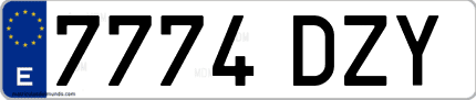 Ejemplo de matrícula de coche ordinaria 7774 DZY