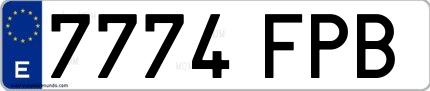 Ejemplo de matrícula española 7774 FPB