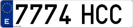 Ejemplo de matrícula de coche ordinaria 7774 HCC