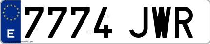 Ejemplo de matrícula española 7774 JWR