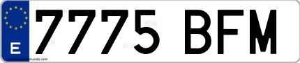 Ejemplo de matrícula española 7775 BFM