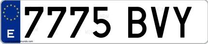 Ejemplo de matrícula española 7775 BVY
