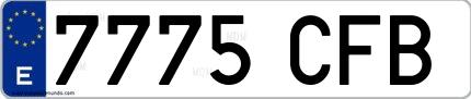 Ejemplo de matrícula española 7775 CFB