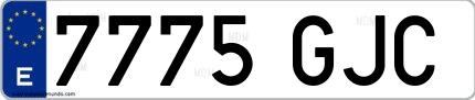 Ejemplo de matrícula española 7775 GJC