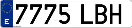 Ejemplo de matrícula española 7775 LBH