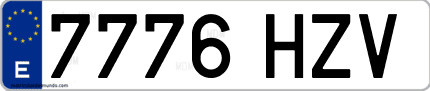 Ejemplo de matrícula de coche ordinaria 7776 HZV