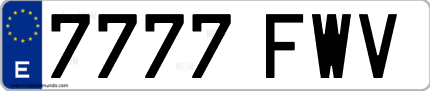 Ejemplo de matrícula de coche ordinaria 7777 FWV
