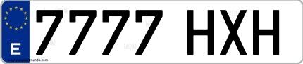 Ejemplo de matrícula española 7777 HXH