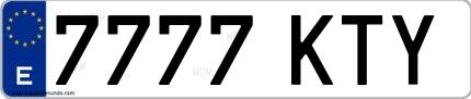 Ejemplo de matrícula española 7777 KTY