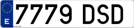 Ejemplo de matrícula española 7779 DSD