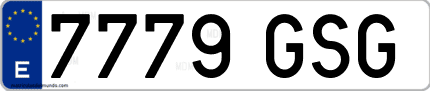 Ejemplo de matrícula de coche ordinaria 7779 GSG