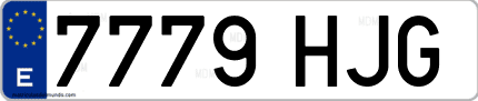 Ejemplo de matrícula de coche ordinaria 7779 HJG