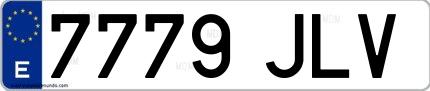 Ejemplo de matrícula española 7779 JLV