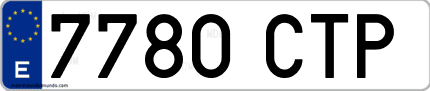 Ejemplo de matrícula de coche ordinaria 7780 CTP
