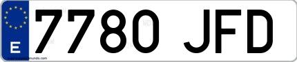 Ejemplo de matrícula española 7780 JFD