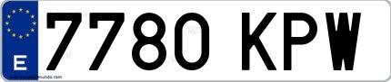 Ejemplo de matrícula española 7780 KPW