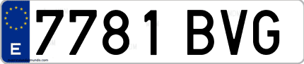 Ejemplo de matrícula de coche ordinaria 7781 BVG