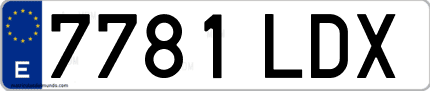 Ejemplo de matrícula de coche ordinaria 7781 LDX