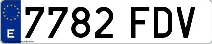 Ejemplo de matrícula española 7782 FDV