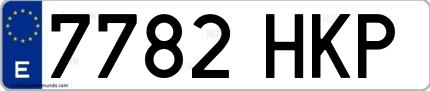 Ejemplo de matrícula española 7782 HKP