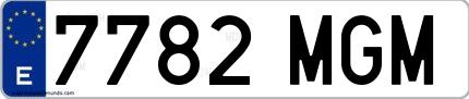 Ejemplo de matrícula española 7782 MGM