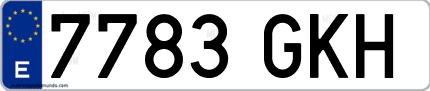 Ejemplo de matrícula de coche ordinaria 7783 GKH