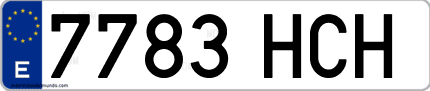 Ejemplo de matrícula de coche ordinaria 7783 HCH