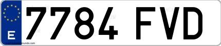 Ejemplo de matrícula española 7784 FVD