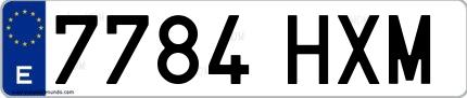 Ejemplo de matrícula española 7784 HXM