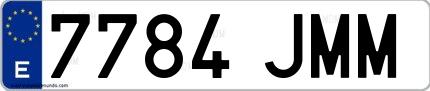 Ejemplo de matrícula española 7784 JMM