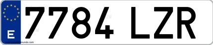 Ejemplo de matrícula española 7784 LZR