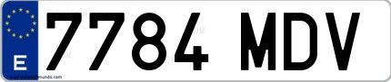 Ejemplo de matrícula de coche ordinaria 7784 MDV