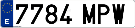 Ejemplo de matrícula de coche ordinaria 7784 MPW