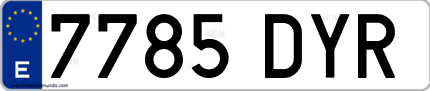 Ejemplo de matrícula de coche ordinaria 7785 DYR