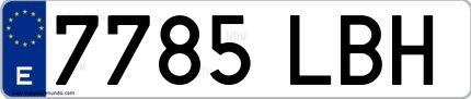 Ejemplo de matrícula de coche ordinaria 7785 LBH
