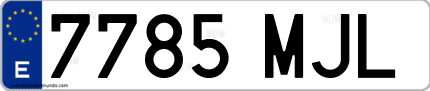 Ejemplo de matrícula de coche ordinaria 7785 MJL