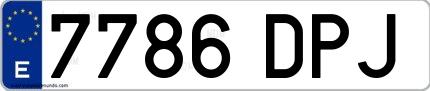 Ejemplo de matrícula española 7786 DPJ