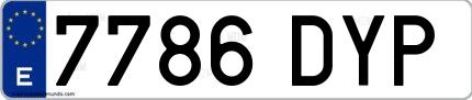 Ejemplo de matrícula española 7786 DYP