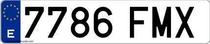 Ejemplo de matrícula española 7786 FMX